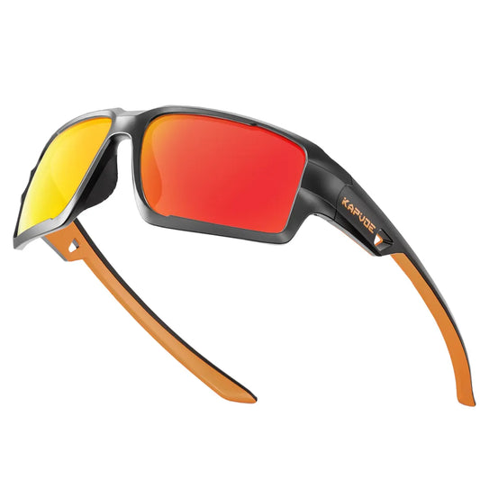 Lunettes polarisées sport, lunettes soleil miroir oranges livré 48h!